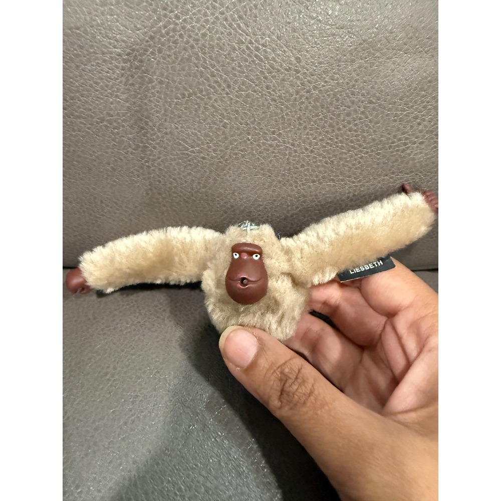 Kipling Liesbeth Furry Monkey Keychain Beige Tan Bag Charm SU12-001-K Mascot